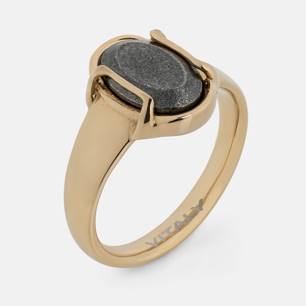 VITALY Cage Gold Ring with Gray stone size 9